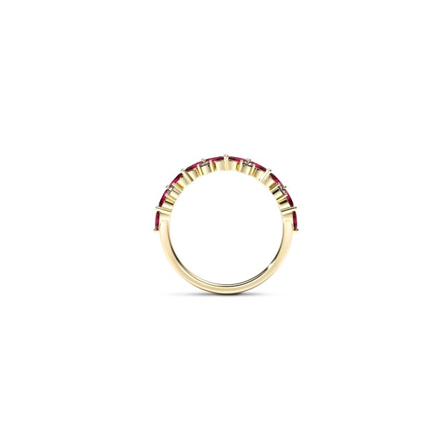 Not Yet Made - Made To Order Ruby Marquise and Round Moissanite Wedding Band, Size 5 For Sale - Image 5 of 5