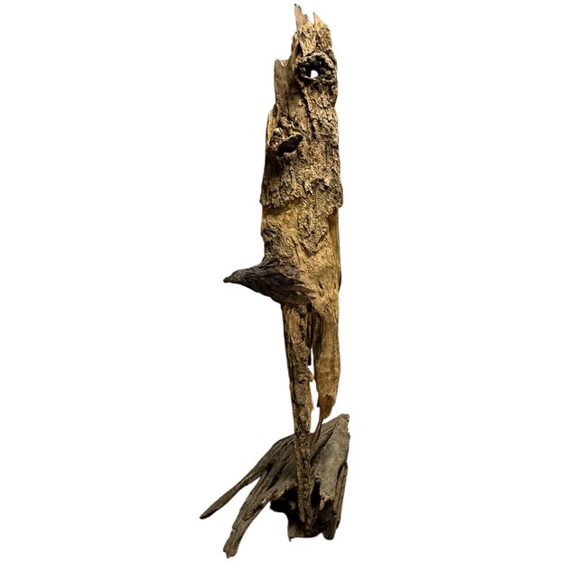 Contemporary Late 20th Century Monumental Lubomir Tomaszewski Signed Wood and Copper Bird Sculpture Seven Feet Tall For Sale - Image 3 of 18