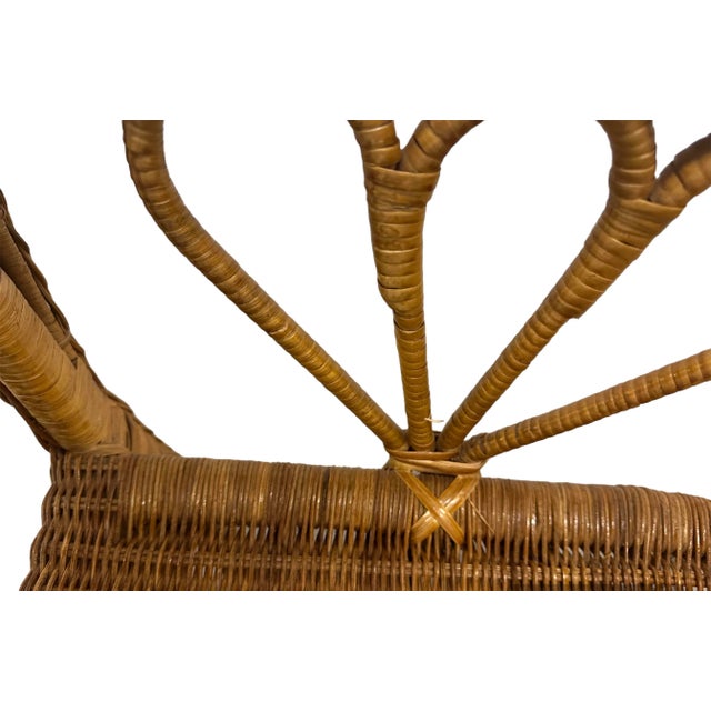 Mid Century Cane Wicker Arm Chair Rattan Bamboo Reed Natural Nursery Antique Vintage High Back Armchair For Sale - Image 4 of 12