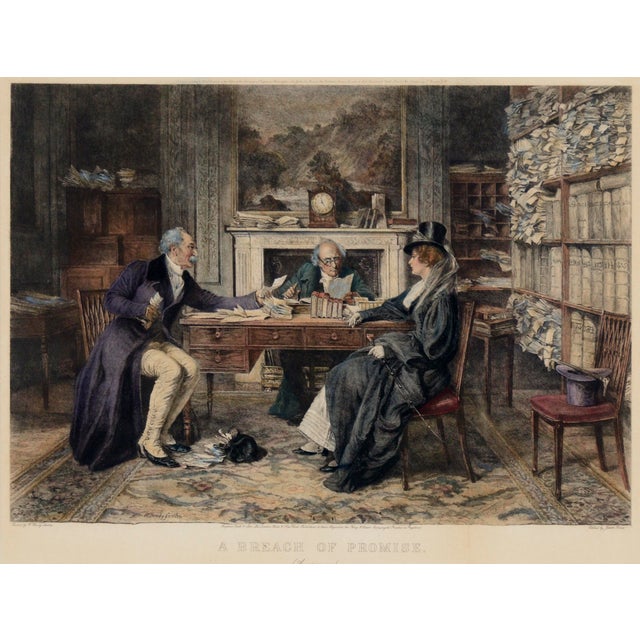 Victorian-style drypoint etching by James Dobie (British, 1849-1911), after a painting by Walter Dendy Sadler. Printed in...