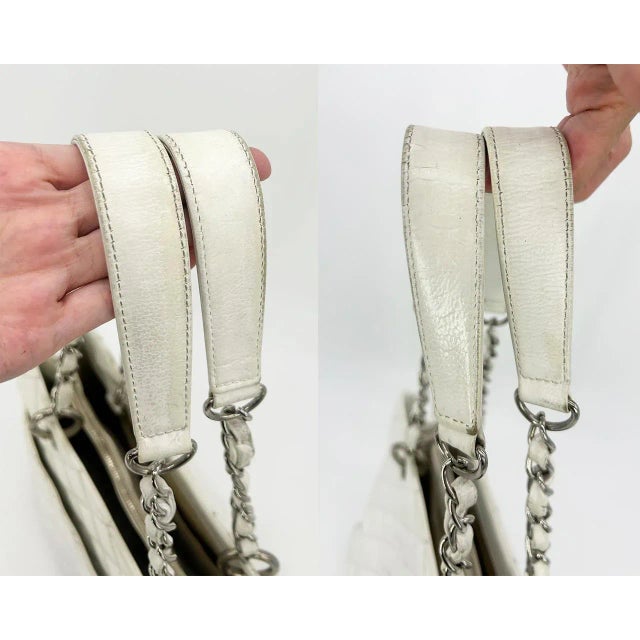 Chanel Quilted White Caviar Grand Shopper Tote For Sale - Image 10 of 12