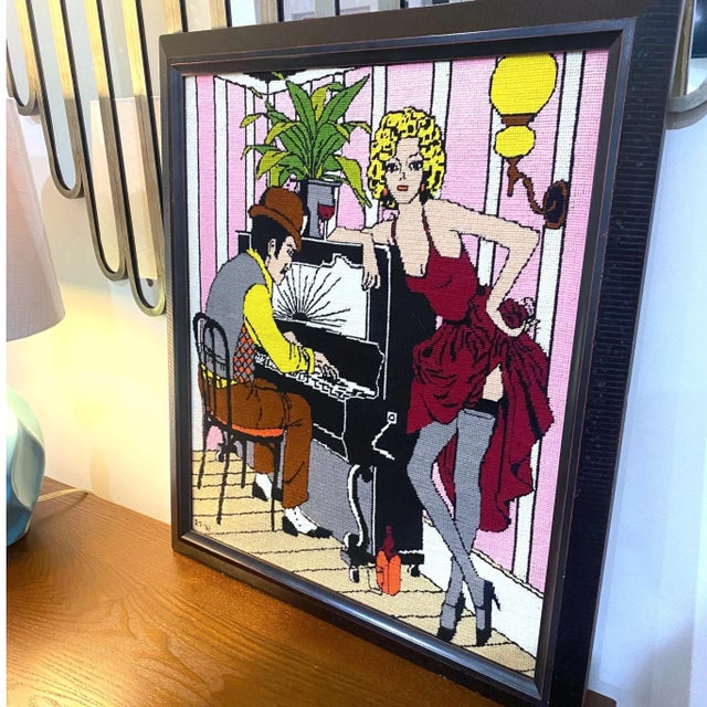 Vintage Art Deco Style Needlepoint For Sale - Image 4 of 9