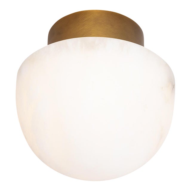 Regina Andrew Parker Alabaster Flush Mount, Natural Brass For Sale