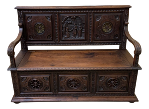 Antique Breton Chests Bench, 1880
