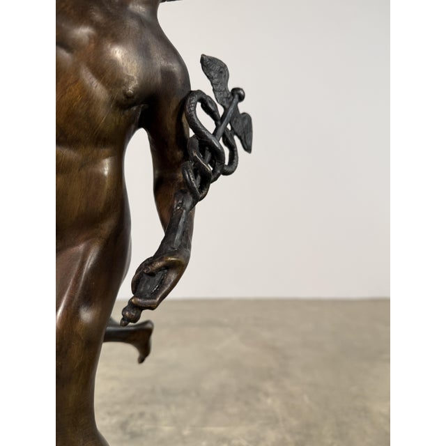 Grand Tour Large Bronze Mercury (Hermes) Sculpture After Boschetti – 31” Tall, Classical Grand Tour For Sale - Image 3 of 10