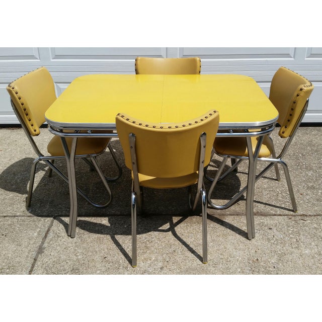 Vintage Midcentury Retro Yellow Dining Set Chairish