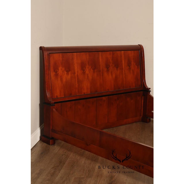 Century Furniture Biedermeier Style Yew Wood Queen Sleigh Bed For Sale - Image 12 of 18