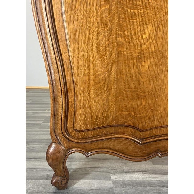 Vintage French Louis XVI Style Oak Double Bed Frame with Carved Headboard For Sale - Image 6 of 11