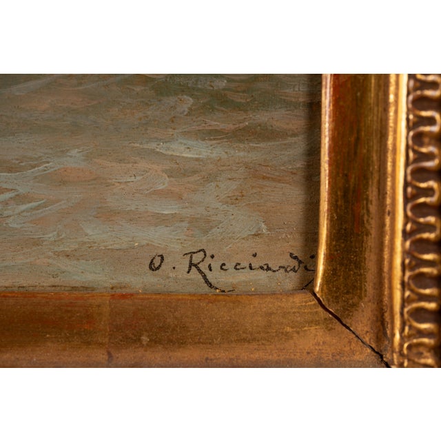 Dimensions without frame: 20,5 x 33,4 x 0,5 cm. Signed "O. Ricciardi" in the lower right corner. This luminous coastal...