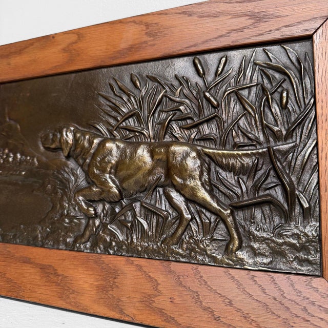 Antique Metal Bas-Reliefs with Hunting Dogs, 1900s, Set of 2 For Sale - Image 5 of 12