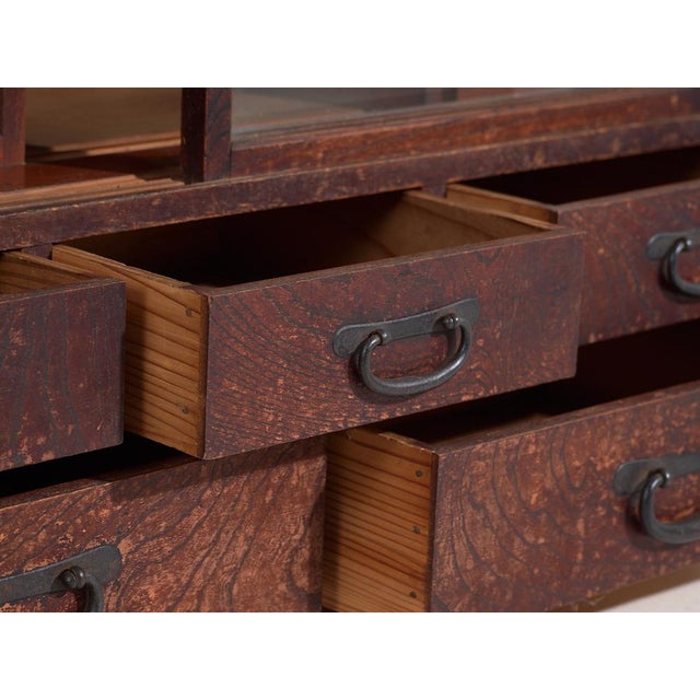 Antique Japanese Wood and Glass Display Cabinet For Sale - Image 10 of 14