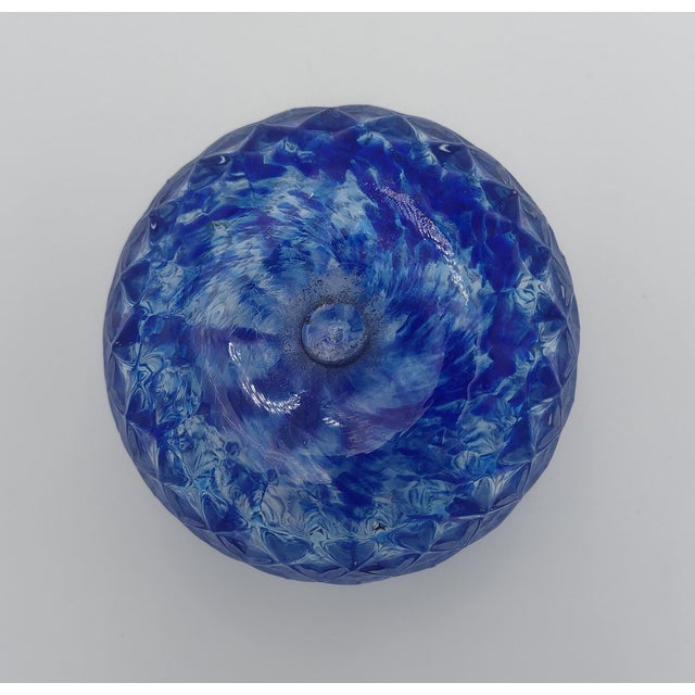 Glass Vintage Handblown Cobalt Blue Cut Glass Paperweight, Signed & Dated 2002 For Sale - Image 7 of 11