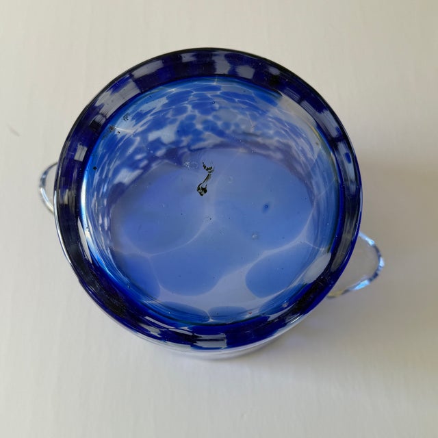 Glass 1980s Venini Murano Style Blown Glass Blue and White Ice Bucket For Sale - Image 7 of 8