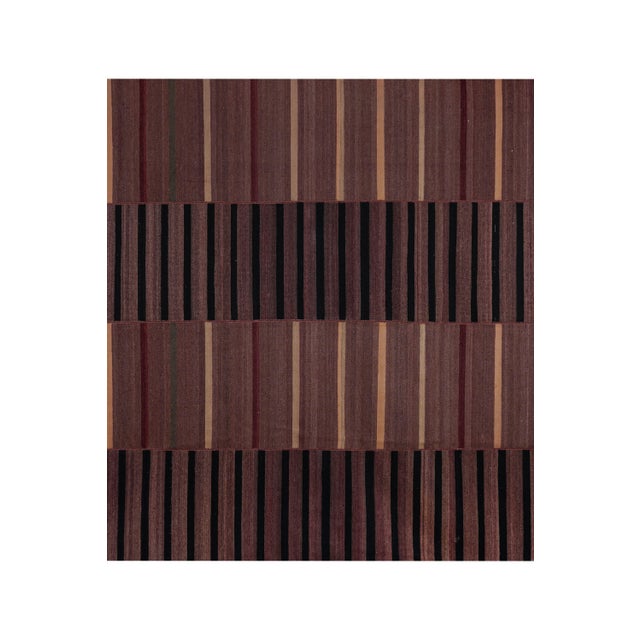 1960s 1960s Oversize Bohemian Striped Wool Kilim Rug 9'2'' X 10'6'' For Sale - Image 5 of 10