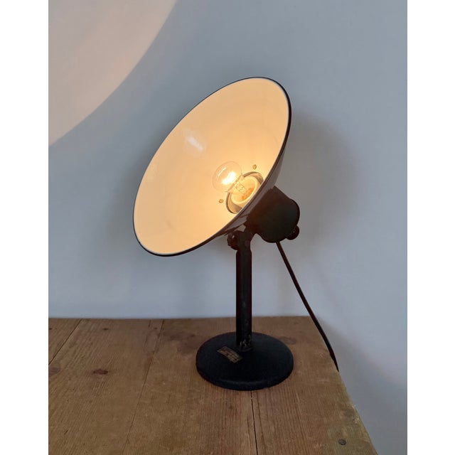 Vintage Industrial Black Enamel Table Lamp from EB, 1950s For Sale - Image 16 of 17