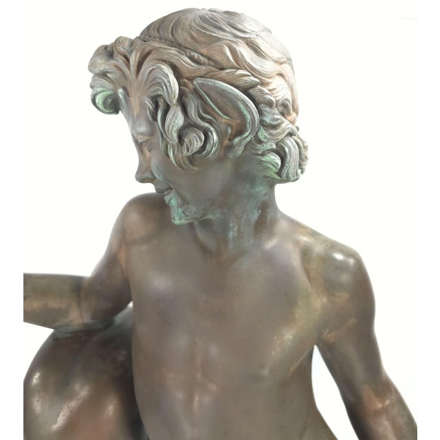 Mid 19th Century Large 34" Antique Grand Tour Mythological Roman Bronze Sculpture of Pan or a Youthful Faun For Sale - Image 5 of 18