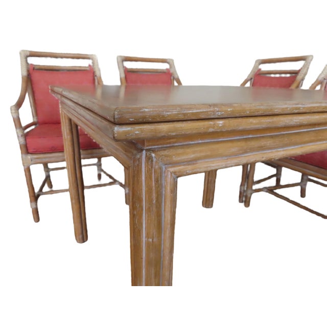 Vintage McGuire Card Table Dining Table & Four McGuire Bamboo Chairs For Sale In Portland, OR - Image 6 of 14