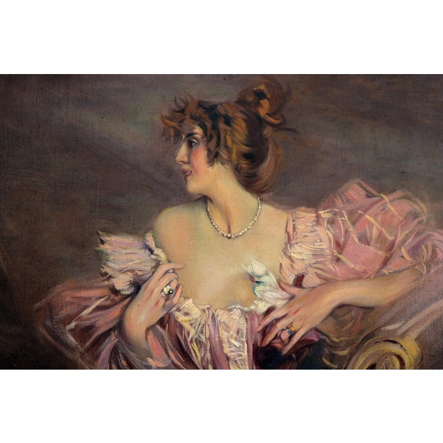 Angelo Granati, Woman on the Sofa, Oil on Canvas, Framed For Sale - Image 3 of 8