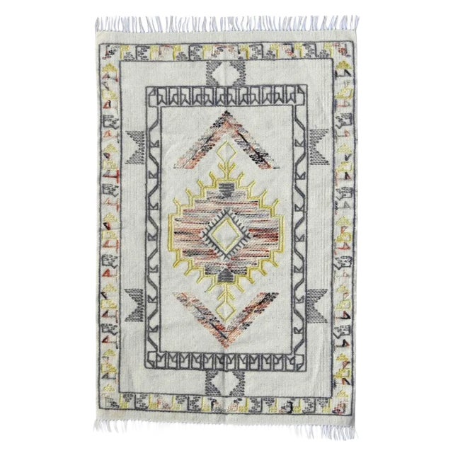 Tribal Moroccan Style Handwoven Kilim Rug For Sale