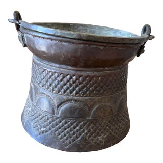 Large Antique Persian Hammered Bucket- Late 19th -Early 20th Century From Home of Former Us Diplomat in Tehran 1950’s For Sale
