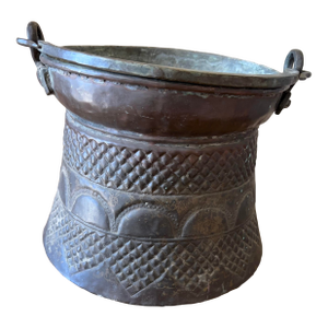 Large Antique Persian Hammered Bucket- Late 19th -Early 20th Century From Home of Former Us Diplomat in Tehran 1950’s