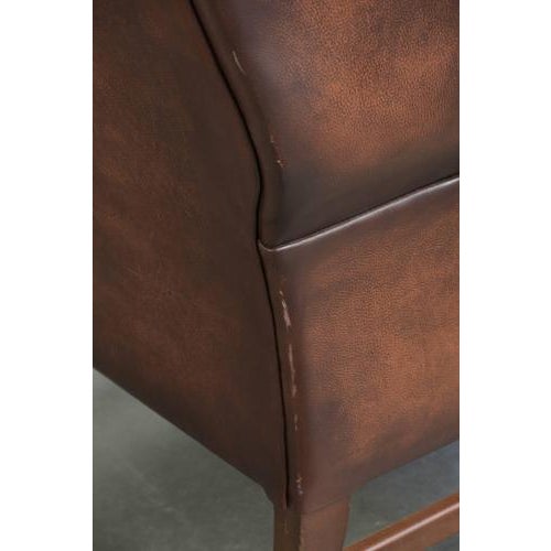 English Cowhide Wing Armchair For Sale - Image 11 of 12