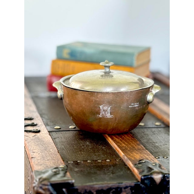 English Vintage Copper Pot Grosvenor House Hotel Tureen Elkington England Serving Bowl For Sale - Image 3 of 10