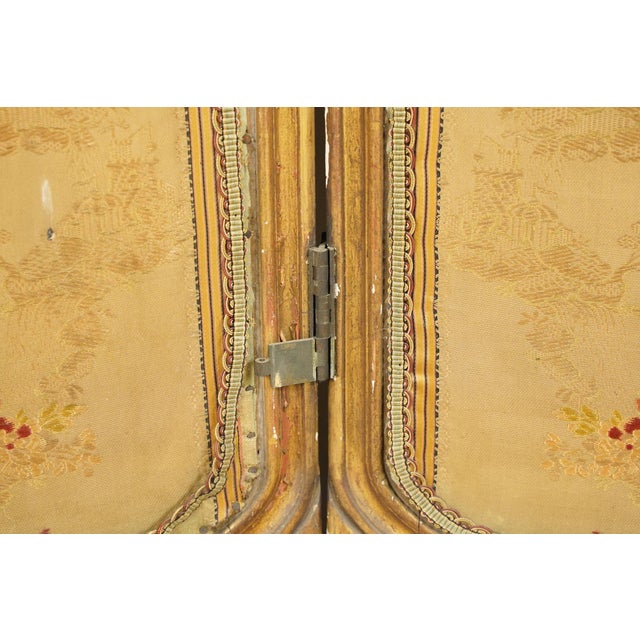 Tan 1890s European French Four Panel Vanity Screen Room Divider For Sale - Image 8 of 16