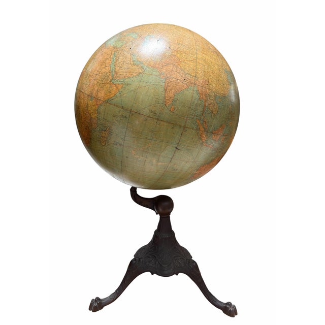 Antique J L Hammett 18" Terrestrial Globe on Stand.