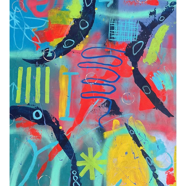 Abstract “Fun Zone” Large Format Original Mixed Media Abstract Painting For Sale - Image 3 of 10