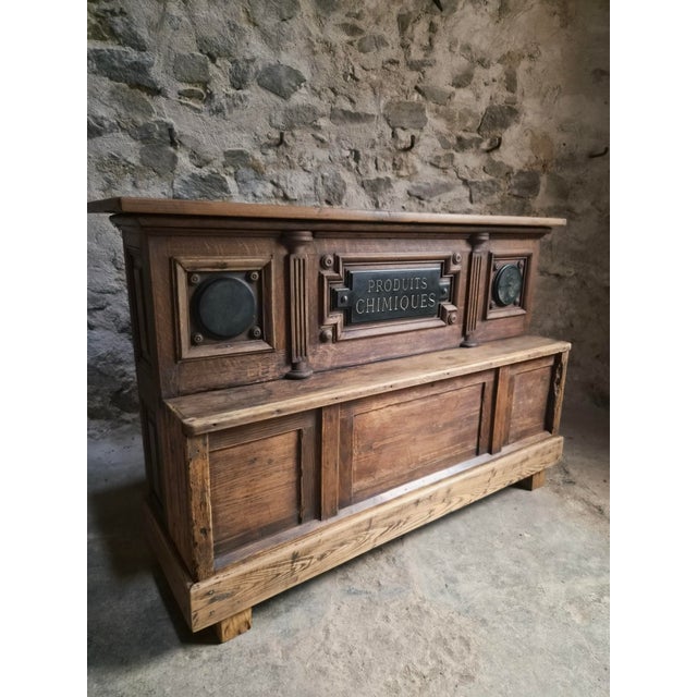 Antique Oak Pharmacy Counter, 1890s For Sale - Image 6 of 18