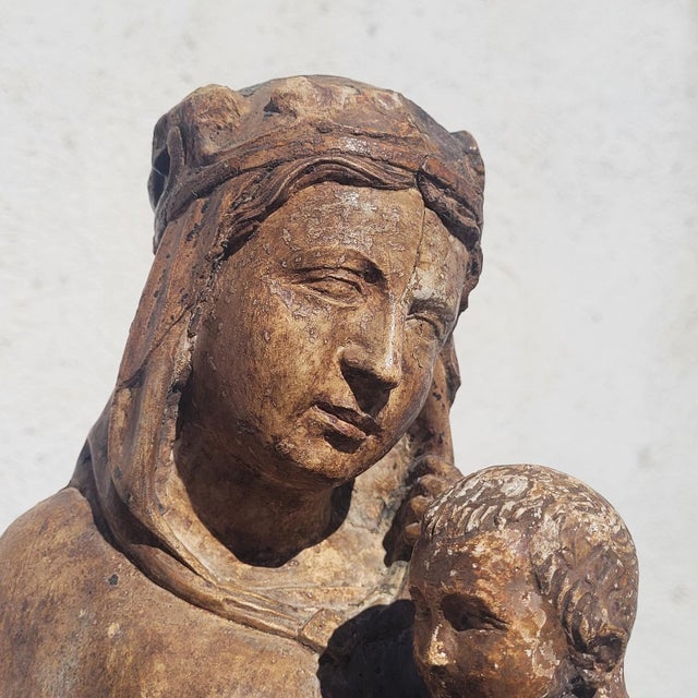 Virgin and Child, 1800s, Limestone For Sale - Image 4 of 18
