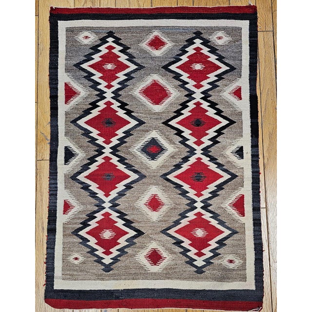 Vintage Native American Navajo Rug, Wool & Cotton, Geometric Eye Dazzler Pattern, 3x5 For Sale - Image 9 of 13