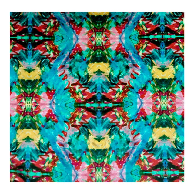 "Kaleidoscope" Brightly Colored Cotton Velvet Yardage After Jack Lenor Larsen - Sample Swatch - For Sale