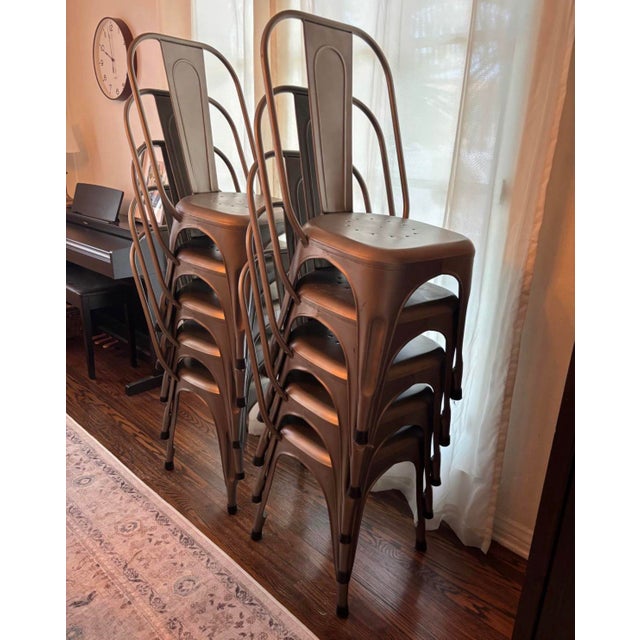French Vintage Steel Cafe Chair From Retired Restoration Hardware Collection For Sale - Image 3 of 3
