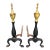 Federal Style Antique Andirons | Brass Urn Finials & Black Iron Fireplace Dogs | 18th–19th Century Style For Sale