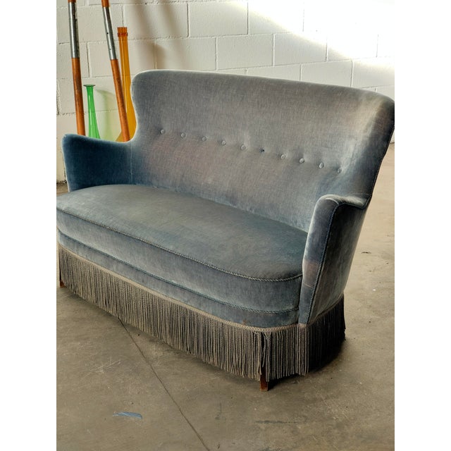Vintage Danish Velvet Sofa, 1970 For Sale - Image 6 of 6