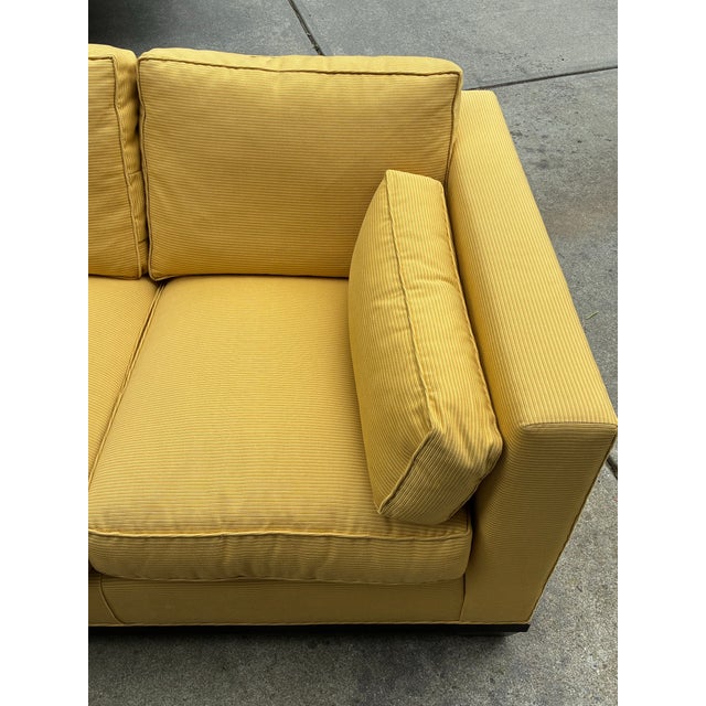 Gold Baker Furniture Modern Tuxedo Sofa in Golden Corduroy – Hollywood Regency Style For Sale - Image 8 of 11