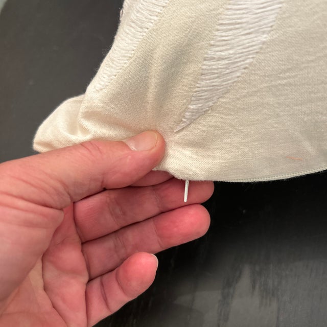 Textile Hand Made and Hand Embroidered Cream on Cream Pillow With New Insert For Sale - Image 7 of 9