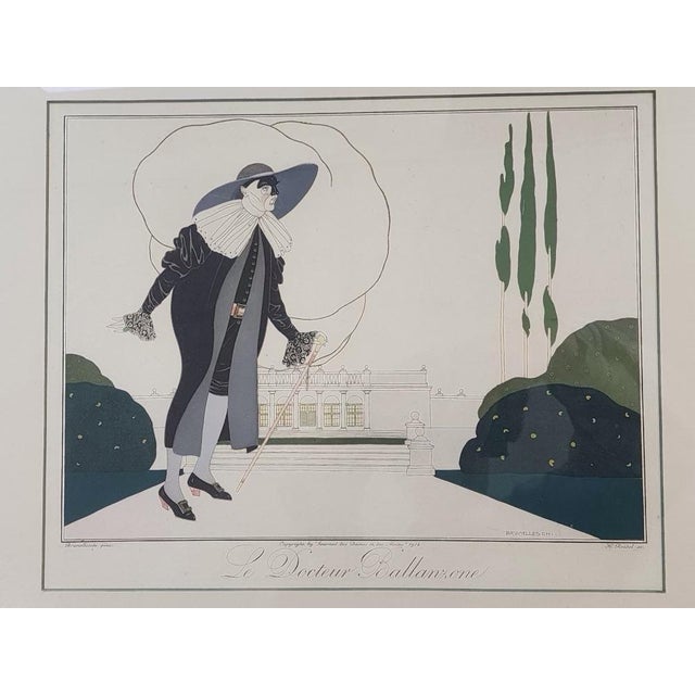 1910s Umberto Brunelleschi "Le Docteur Ballanzone" 1914 Original Pochoir-Colored Engraving, Framed For Sale - Image 4 of 12