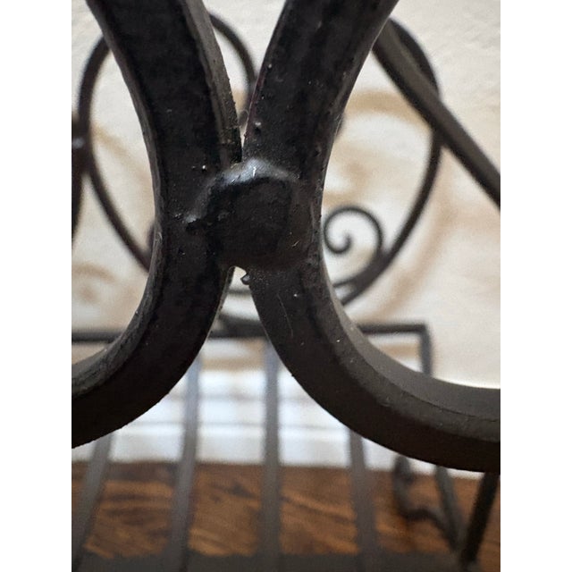 Vintage Wrought Iron Scroll Magazine Rack | Tuscan & Mediterranean Style For Sale - Image 12 of 12