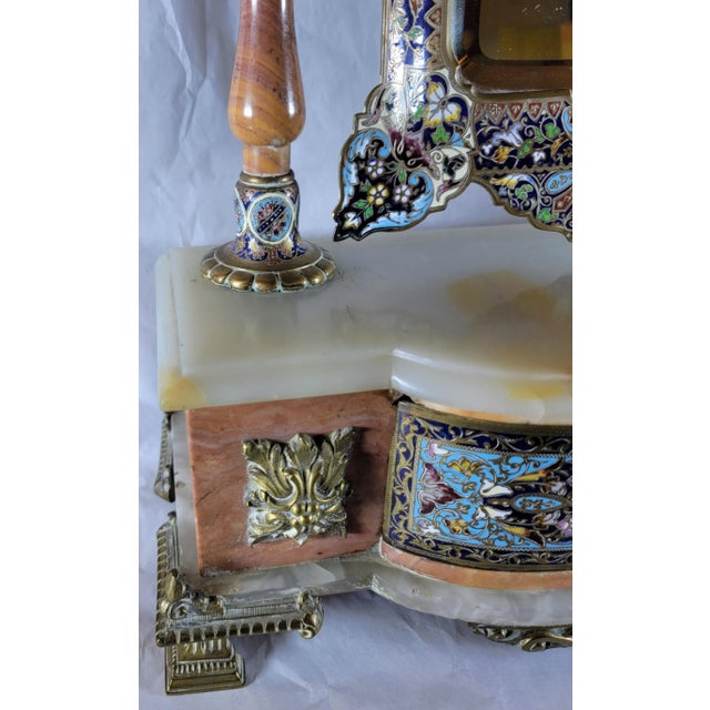 19thc Champlevé French Onyx Vanity Mirror For Sale - Image 9 of 13