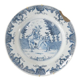 Dutch Blue and White Delft Faience Plate For Sale