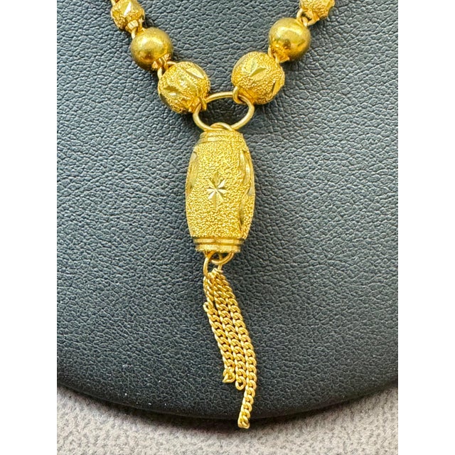 24 K Pure Gold Hand Made Yellow Gold Tube Chain Necklace, 9.7 Gm, 16 " + Pendant For Sale - Image 4 of 18