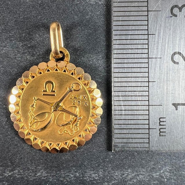 French Perroud Large Libra Zodiac Starsign 18k Yellow Gold Charm Pendant, 1930s For Sale - Image 9 of 15