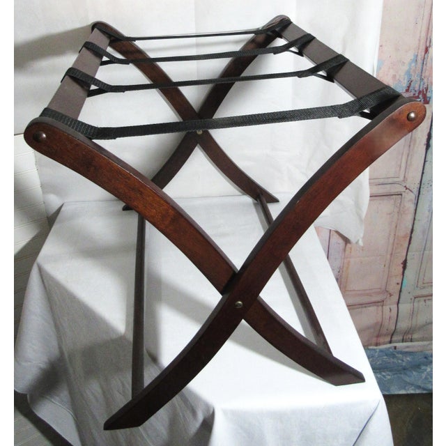 Vintage Old Hotel Luggage Stand Wood For Sale In New Orleans - Image 6 of 11