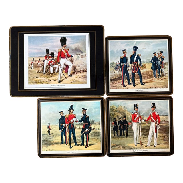 Set of 4 Vintage Pimpernel Cork Placemats Featuring British Royal Artillery For Sale