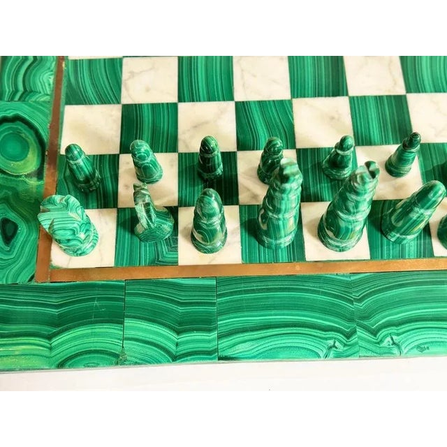 Large Early 20th Century Malachite & Carrara Marble Chess Board, 1920s For Sale - Image 9 of 13