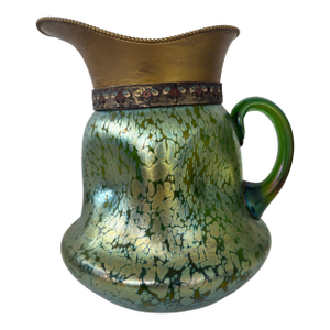 Loetz Antique Green/Gold Iridescent Artglass Artnoveau Carafe/Pitcher