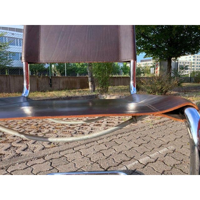 Vintage Cognac Brown S33 Chairs by Mart Stam for Thonet, 2010, Set of 4 For Sale - Image 16 of 18